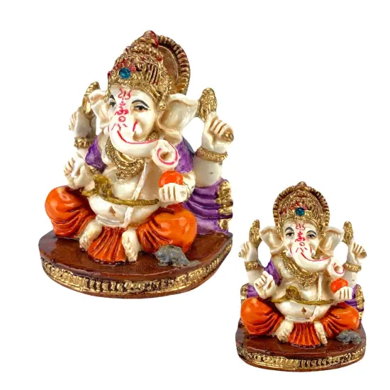 Acrylic Ganesh Statue 2.25 Inch Hindu Lord Ganesha Mini Idol Statue for Home Office Car Dashboard India God Figurine Temple Pooja Room Diwali Navrathri Wedding Gift (1 Pc) Orange {1}