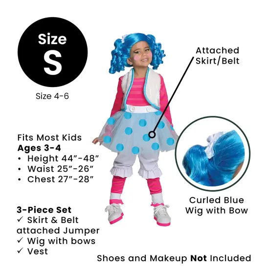 Rubies Lalaloopsy Mittens Fluff 'n' Stuff Girls Halloween Costume Size Small 4-6 Blue {5}