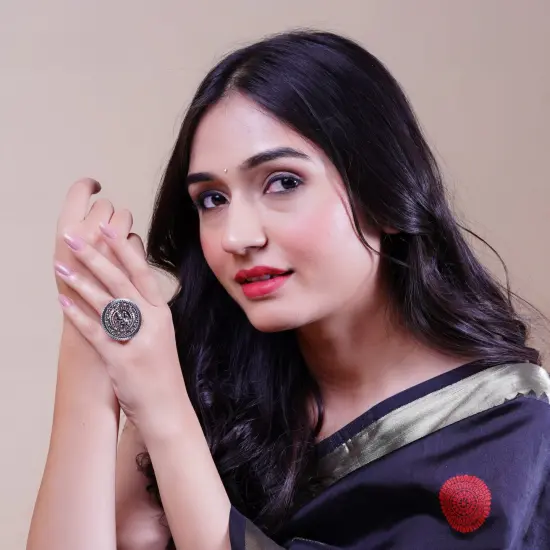 Ganesha Classic Ring with Oxidised Plating Women Rings Open Wrap Finger Rings Adjustable Indian Bollywood Jewelry Antique Vintage Knuckle Boho Jewelry for Women {2}