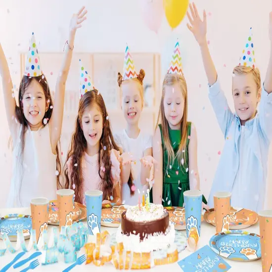 168Pcs Blue Dog Plates and Napkins Kawaii Birthday Decorations,Serve 24 {4}