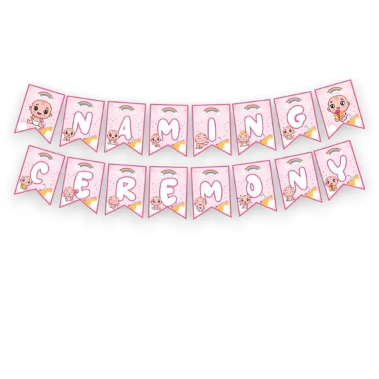 Baby Naming Ceremony Banner Baby Shower Decoration - Sign for Backdrop Decor Party Supplies & Decorations Favors Naming Ceremony for Girls Boys {5}