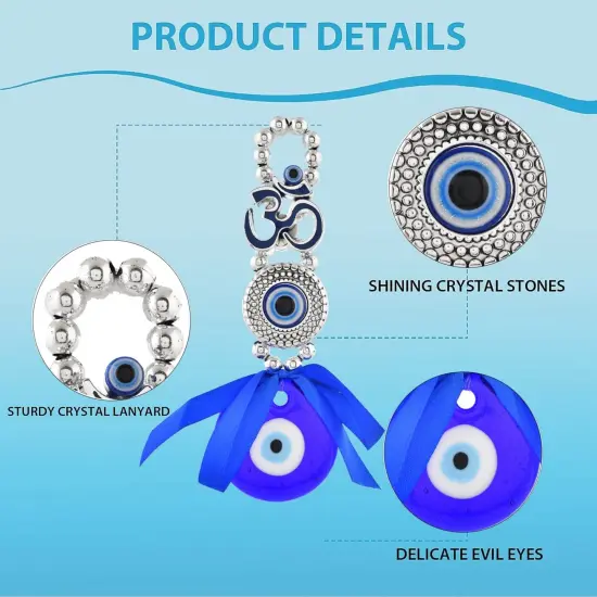 Evil Eye Hanging Decoration Om Design Evil Eye Decor for Living Room Bedroom Office Car Hanging Turkish Nazar Amulet Door Wall Hanging Ornament for Good Luck Pendant Charm Gift (6 Inch) {4}