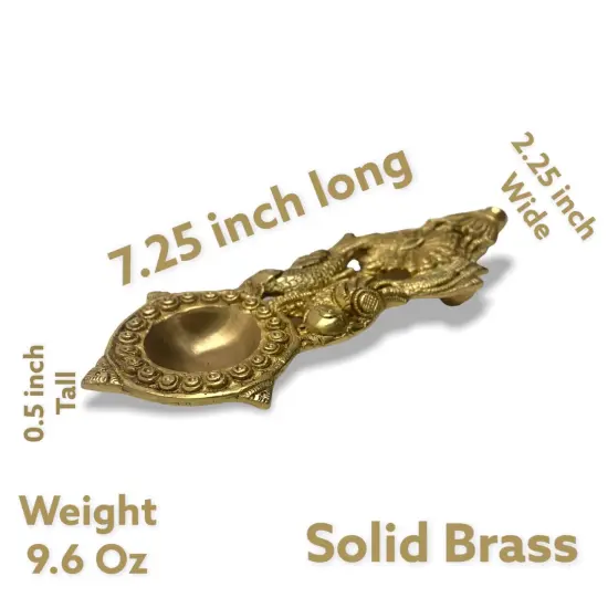 Brass Finish Pooja Aarti Spoon 1 Pc Diya Twin Parrot Design Round Hawan Spoon for Pouring Ghee in Hawan Kund Diwali Gift Ethnic Indian Aarti Spoon Wedding Return Gifts Home Temple Decor {6}