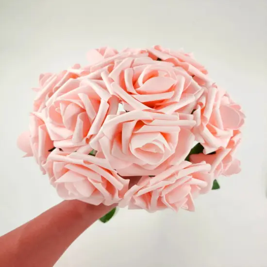 25pcs Artificial Flowers Real Looking Foam Roses Decoration DIY Baby pink {2}