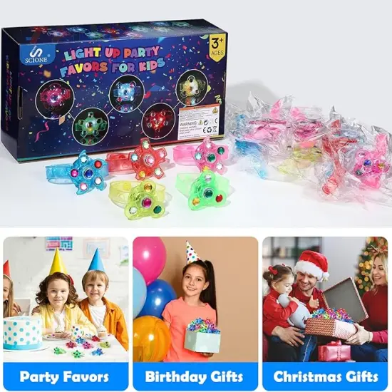 24pack LED Light Up Fidget Spinner Bracelets, Glow in The Dark Party Favors for Kids 4-8 8-12, Treasure Box Toys for Classroom, Birthday Gifts, Goodie Bags Easter Basket Stuffers {1}