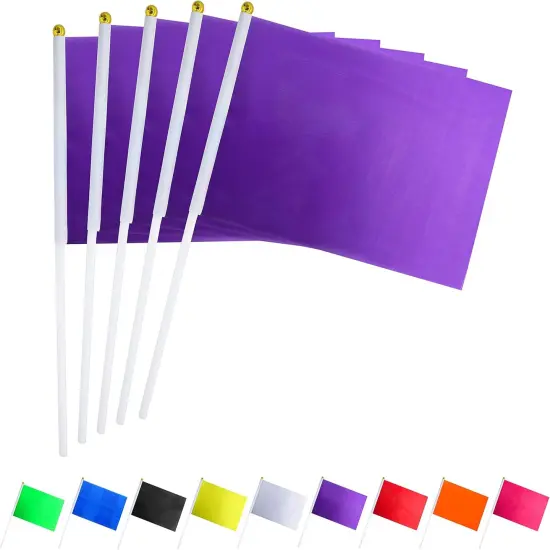 25 Pack Solid Purple Flag Small Mini Plain Purple DIY Flags On Stick,Party Decorations for Parades,Grand Opening,Kids Birthday,Party Events Celebration, 8.2 x 5.5 inchs,11.8 inchs {1}