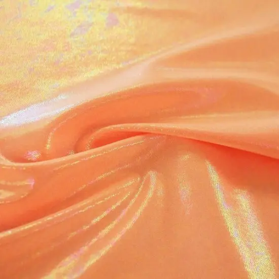 Prismatic Foiled Spandex Fabric 54&rdquo; Wide Nylon Spandex 4-Way Stretch for Costumes & Fashion Tangerine/Rainbow {1}