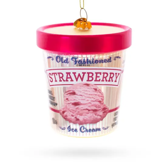 Strawberry Ice Cream Pint Glass Christmas Ornament {1}