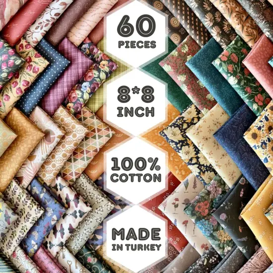 60pcs Cotton Precut Fabric Squares 8x8in (20x20cm) {1}