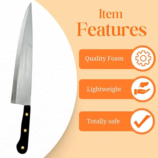 4E's Novelty 17.5" Fake Kitchen Knife Costume Prop &ndash; PE Foam Oversized Realistic Silver Knife Toy for Michael Myers, Horror, Zombie, Clown, Butcher & Halloween Costume Accessories {6}