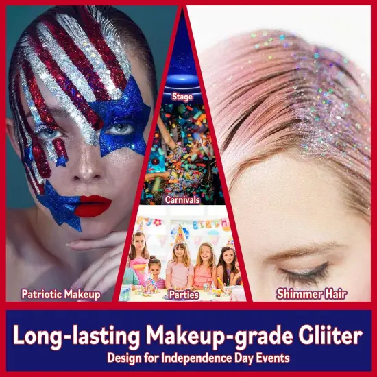 Chunky Body Glitter 4 Colors Cosmetic Patriotic Face Glitter Independence Day {4}