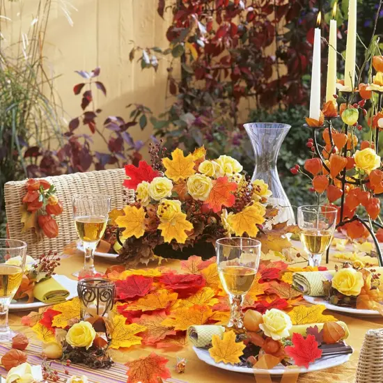 500PCS Artificial Fall Leaves {3}