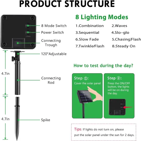 2 Pack 480 LED Solar String Lights - 170 FT (Warm White) {4}