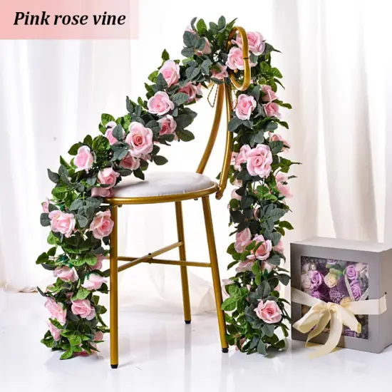 7.5Ft Artificial Vines Flowers Hanging Rose Vine {4}