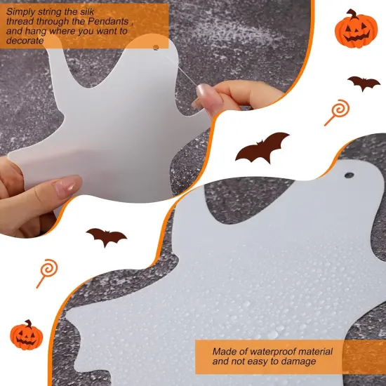 12 Pcs Hanging Ghosts Halloween Decoration - 3 Different Sizes {4}