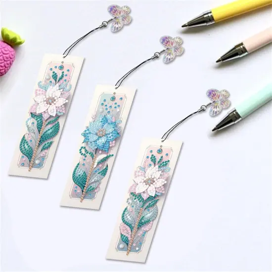 3pcs Flower Diamond Painting Bookmark Kits for Adult {2}