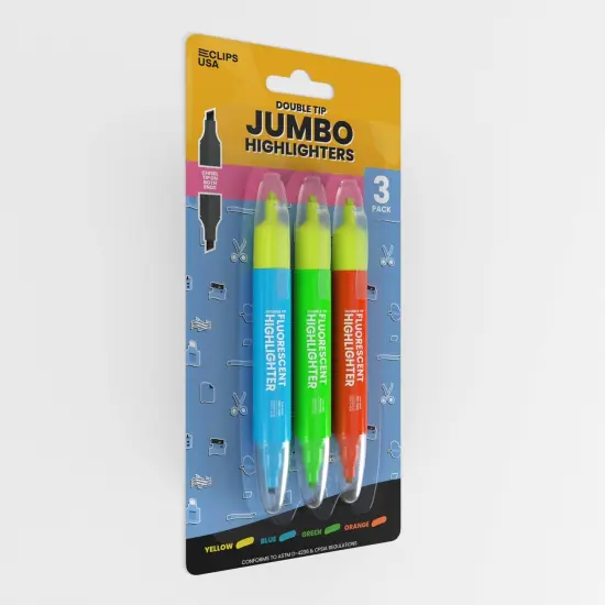 Jumbo Highlighters Double-Tip Fine &ndash; 3 Pack &ndash; 36 Sets {3}