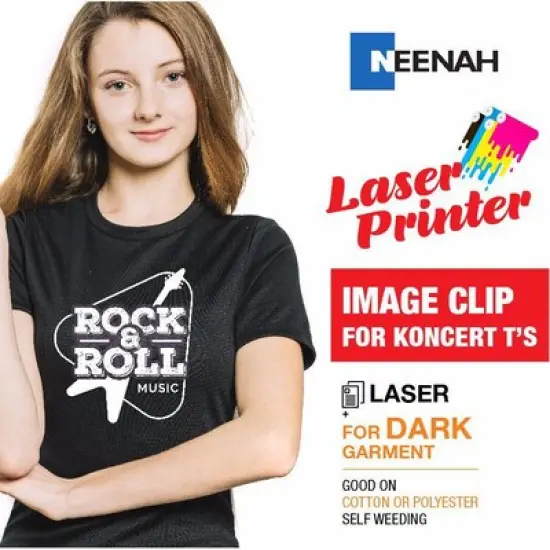 Neenah ImageClip Koncert Ts - Transfer paper for Laser Printer / Dark Colored Garments Sheets 8.5"x11" Made in USA {7}
