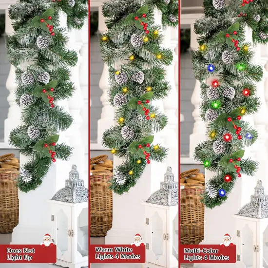 9FT Prelit Artificial Christmas Garland with Color Changing Lights, 9 FT, Snow {4}