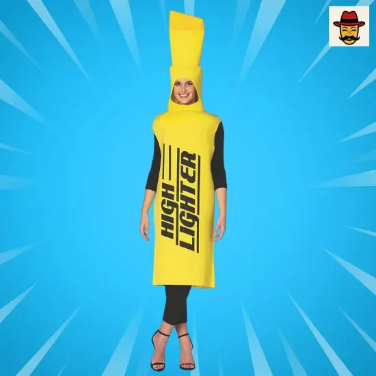 Highlighter Costume Funny Office Supply Group Halloween Tunic Outfit Yellow {5}
