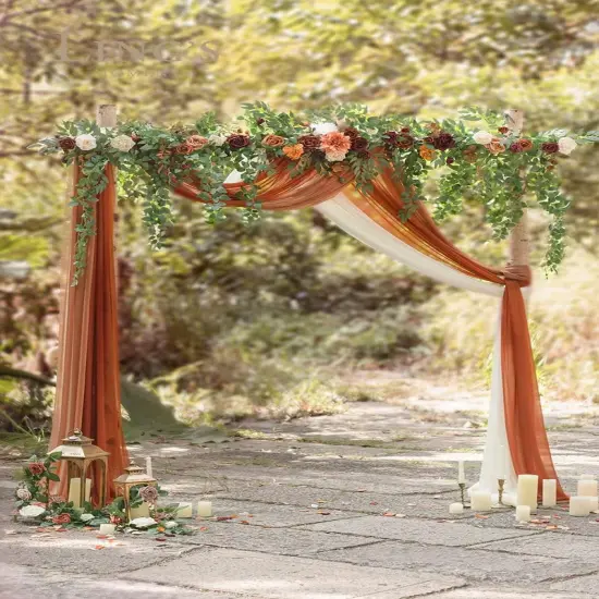 Orange Ceremony Reception Hanging Eucalyptus Rose Arbor Arrangement Outdoor Party Floral Swag {5}