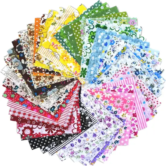 150 Pcs 4 x 4 Inch Cotton Craft Pre-Cut Fabric Bundle Squares {1}