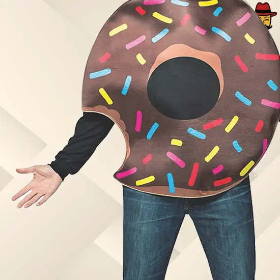 Adult Doughnut with Bite Costume Funny Pastry Tunic Sprinkles Halloween Party Outfit {6}