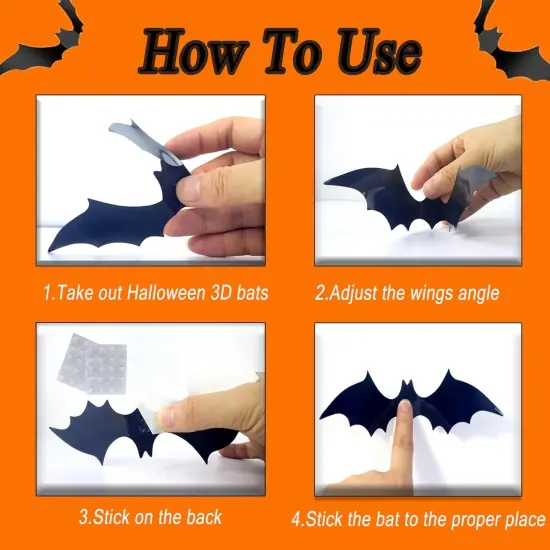 56Pcs Bats Wall Halloween Decorations {5}