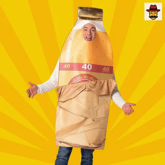 Brown Bag Bottle Costume Beverage Foam Tunic Photo Print Funny Adult Halloween Party Outfit {3}