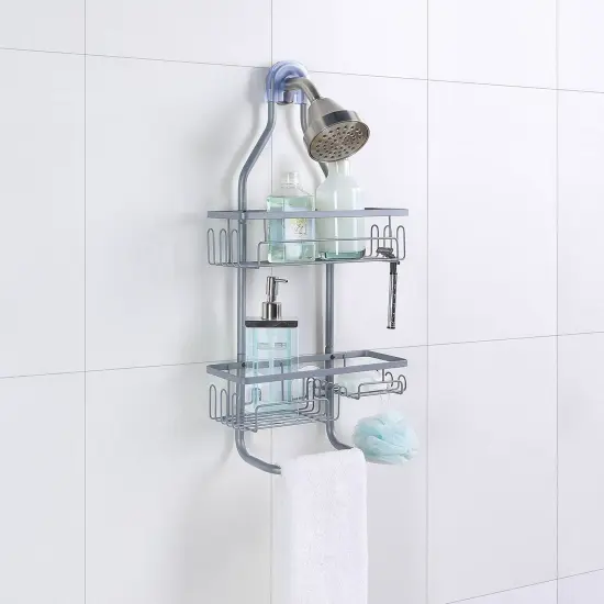 Sturdy Tubing Structure Bathroom Hanging Shower Head Caddy Organizer Grey {2}