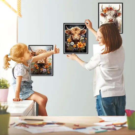 12 Pack Highland Cow Diamond Art Kits for Adults Kids 5D,12x16 Inches {4}