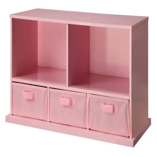 Badger Basket Stackable Shelf Storage Cubby with Three Baskets Pink {1}