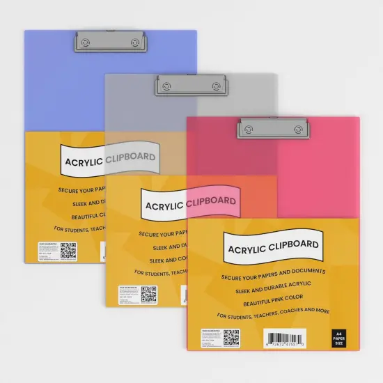 Acrylic Clipboards 9x12 in. A4 &ndash; Assorted Colors &ndash; 36 Count {2}