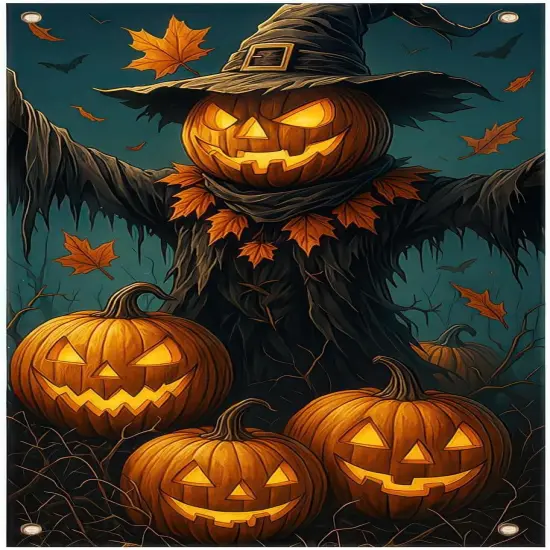 Pumpkin Scarecrow Door Cover Halloween {1}