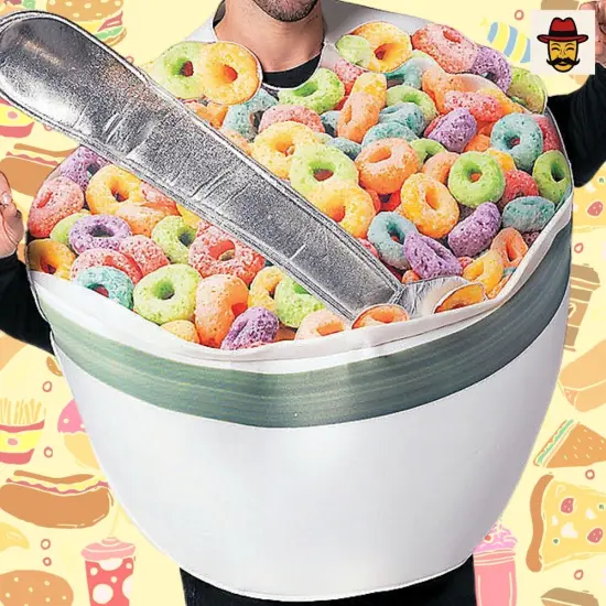 Adult's Bowl of Cereal with Spoon Costume Funny Food Look {5}