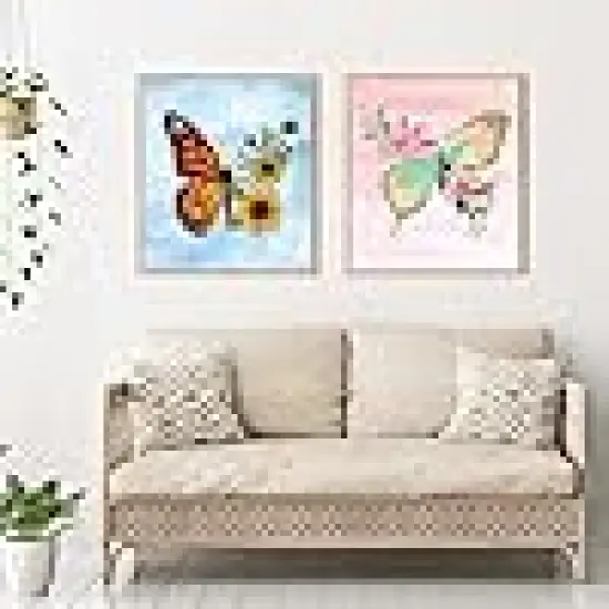 Butterfly Flower Theme Butterflies Pre Sketched Canvas for Painting {6}