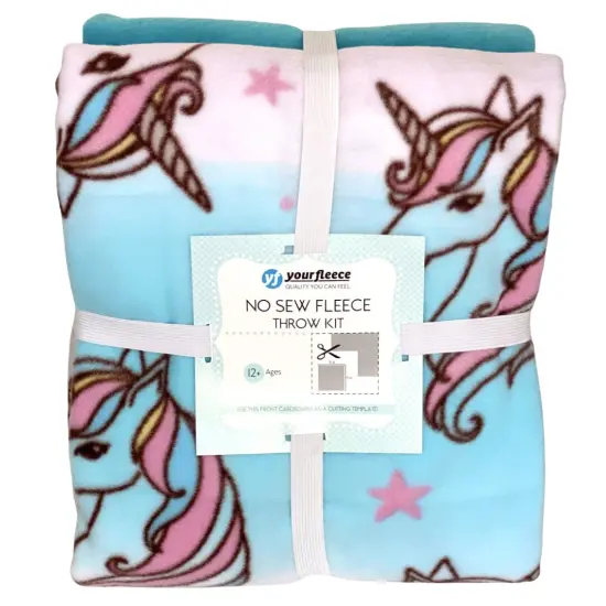 Unicorn Stars Anti-Pill Premium No-Sew Throw Fleece Fabric Kit (72x60) {1}
