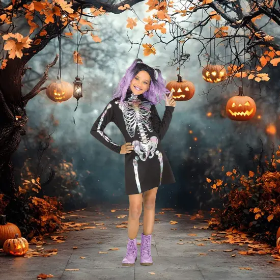 Shimmer Skeleton Halloween Dress for Girls {1}