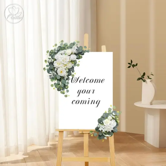 ,Set of 2 for Wedding Welcome Ceremony Sign,Artificial Wedding Arch Flowers {4}