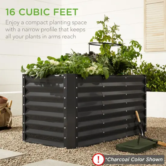 Best Choice Products 4x2x2ft Outdoor Metal Raised Garden Bed, Planter Box for Vegetables, Flowers, Herbs Sage Green {6}
