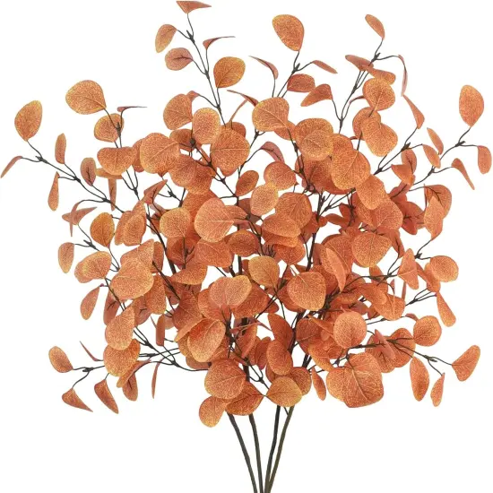 4Pcs Artificial Eucalyptus Leaves Stems - Fall {1}