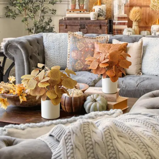 2 Pcs Artificial Fall Flowers Autumn Mini Plants {3}