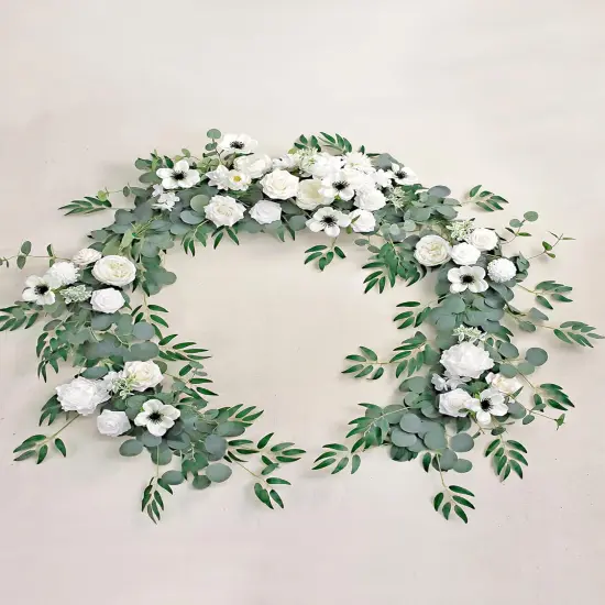 Eucalyptus and Willow Leaf Garland with Artificial Flowers {5}