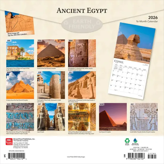 Ancient Egypt | 2026 12 x 24 Inch (Hanging) Monthly Square Wall Calendar | Plastic-Free {2}