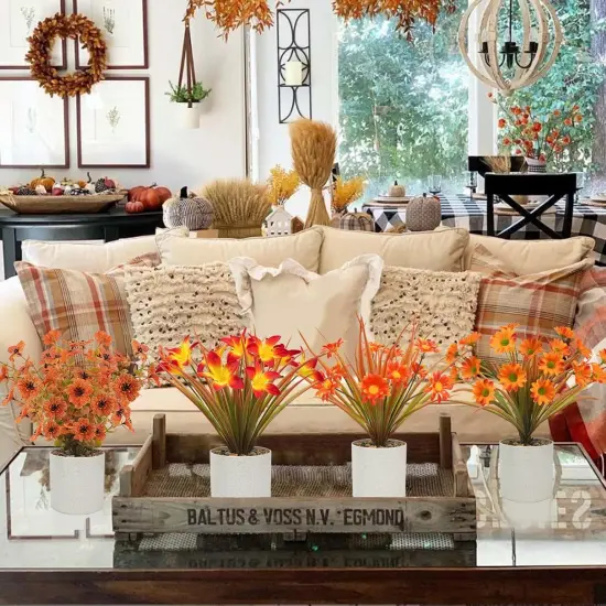4PCS Fall Fake Potted Plants Thanksgiving {4}