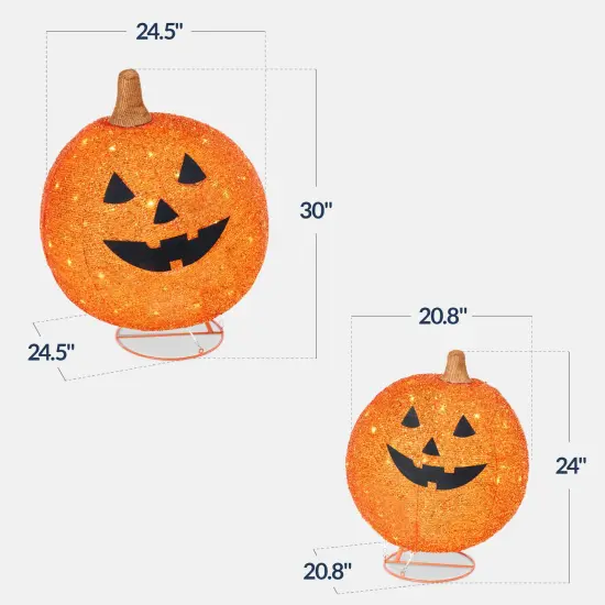 Best Choice Products 2pc Lighted Pop-Up Outdoor Halloween Pumpkin Set, Fall Holiday Decoration w/ 130 LED Lights, 8 Light Functions Orange {3}