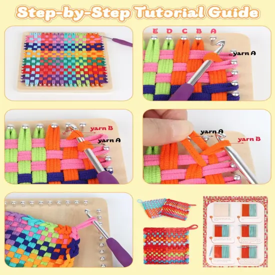 Weaving Wooden Potholder Loom Kit with 192 Weaving Loops {2}