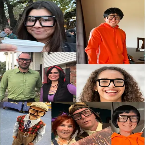 4E's Novelty Black Oversized Thick Glasses &ndash; Non-Prescription Clear Lens Square Frame, Fake Huge Nerd Eyewear for Adults & Kids, Vector Velma Costume, Halloween, Cosplay & Retro Fashion Accessories {5}