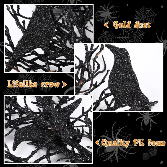 14 Inches Black Halloween Wreath {2}