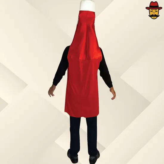 Classic Ketchup Bottle Adult Costume Funny Food Tunic Red Head-In Design Halloween Outfit {6}